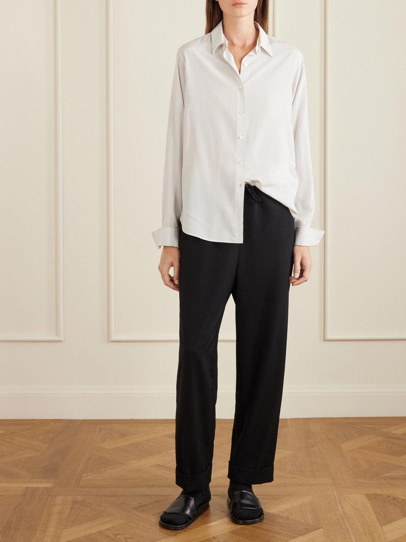 The Row Fiora Pinstriped Silk Shirt outlook