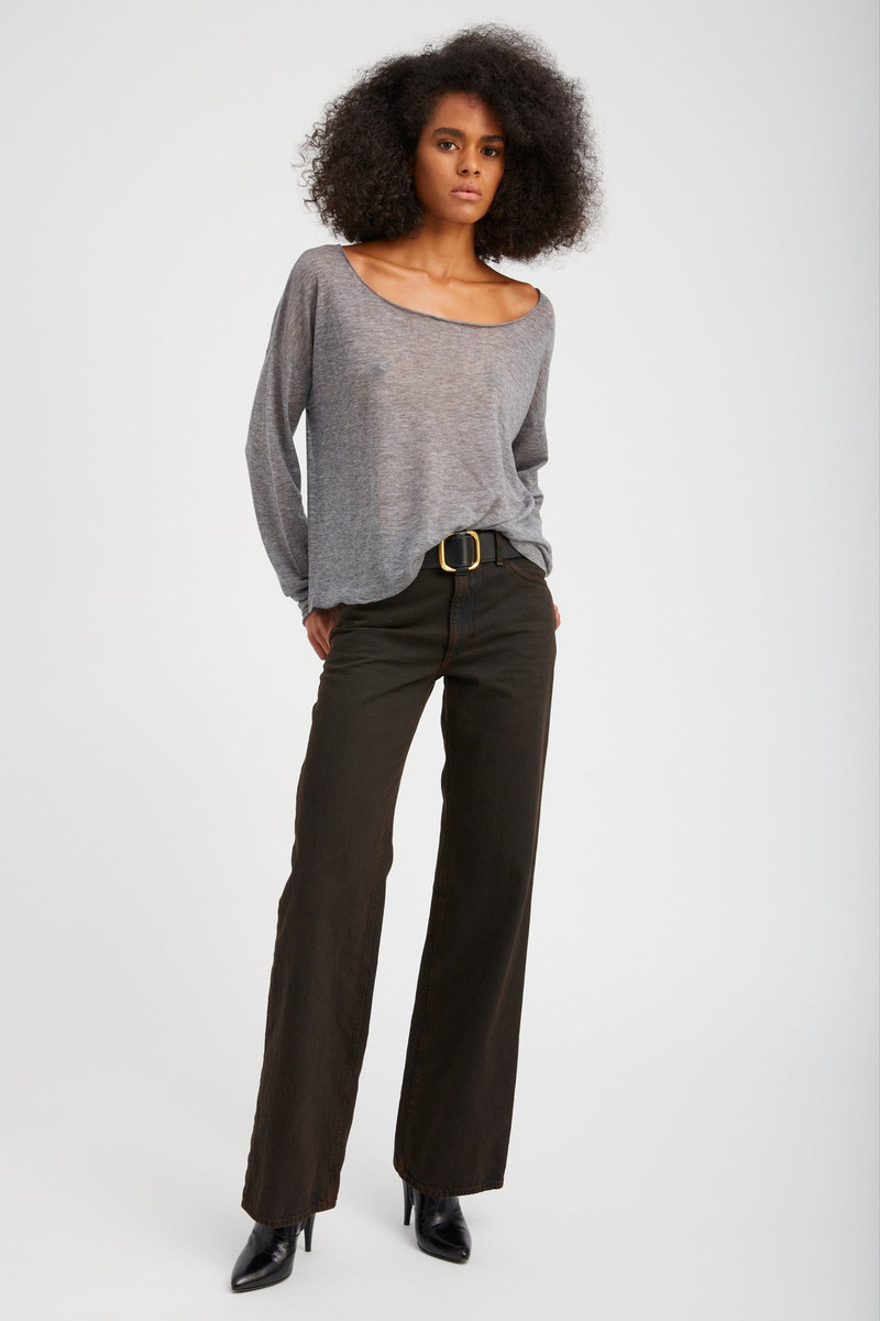 SPRWMN GREY TISSUE CASHMERE OFF-SHOULDER TOP outlook