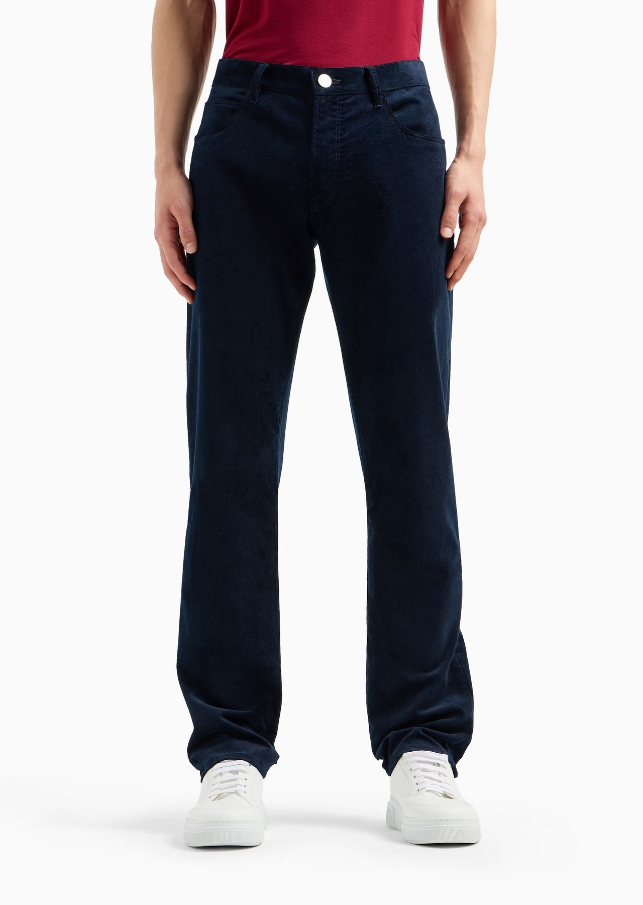 Regular-fit, five-pocket trousers in ribbed cotton and cashmere - 2