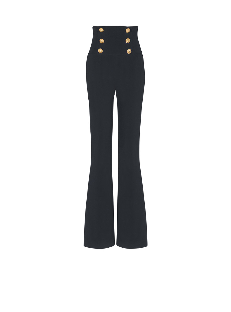 Crepe wide-leg trousers with buttons 1