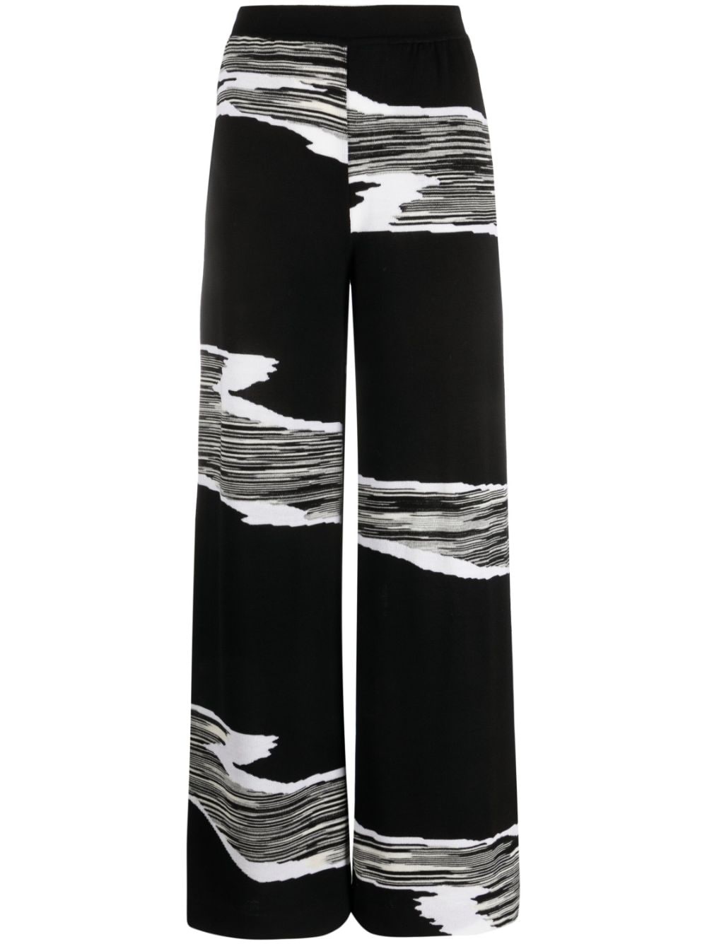 slub-print wide-leg trousers - 1