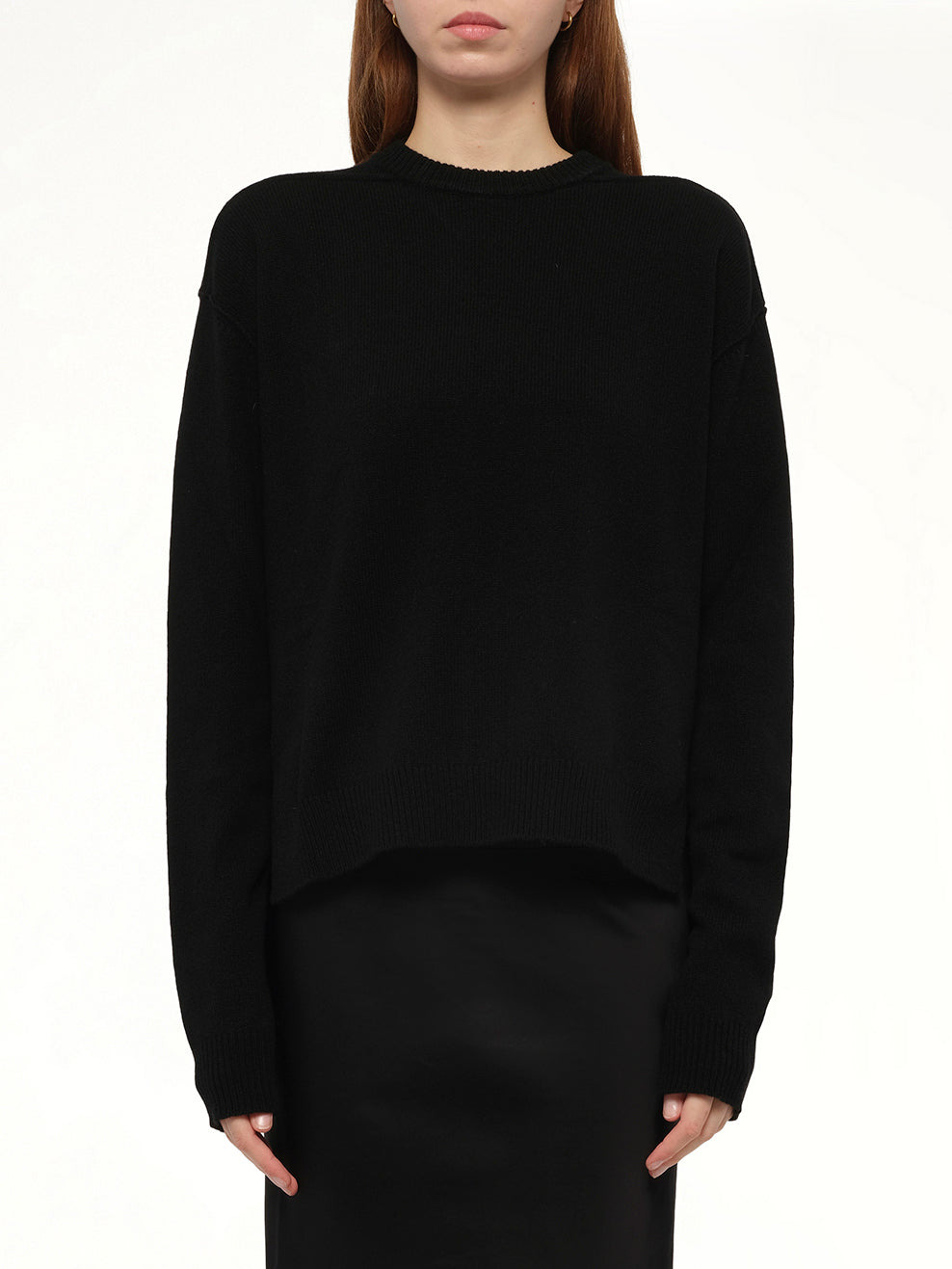 Round Neck Sweater in Black - 1