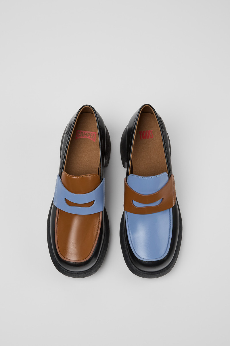 Twins Multicolor Leather Moccasins for Women. 4