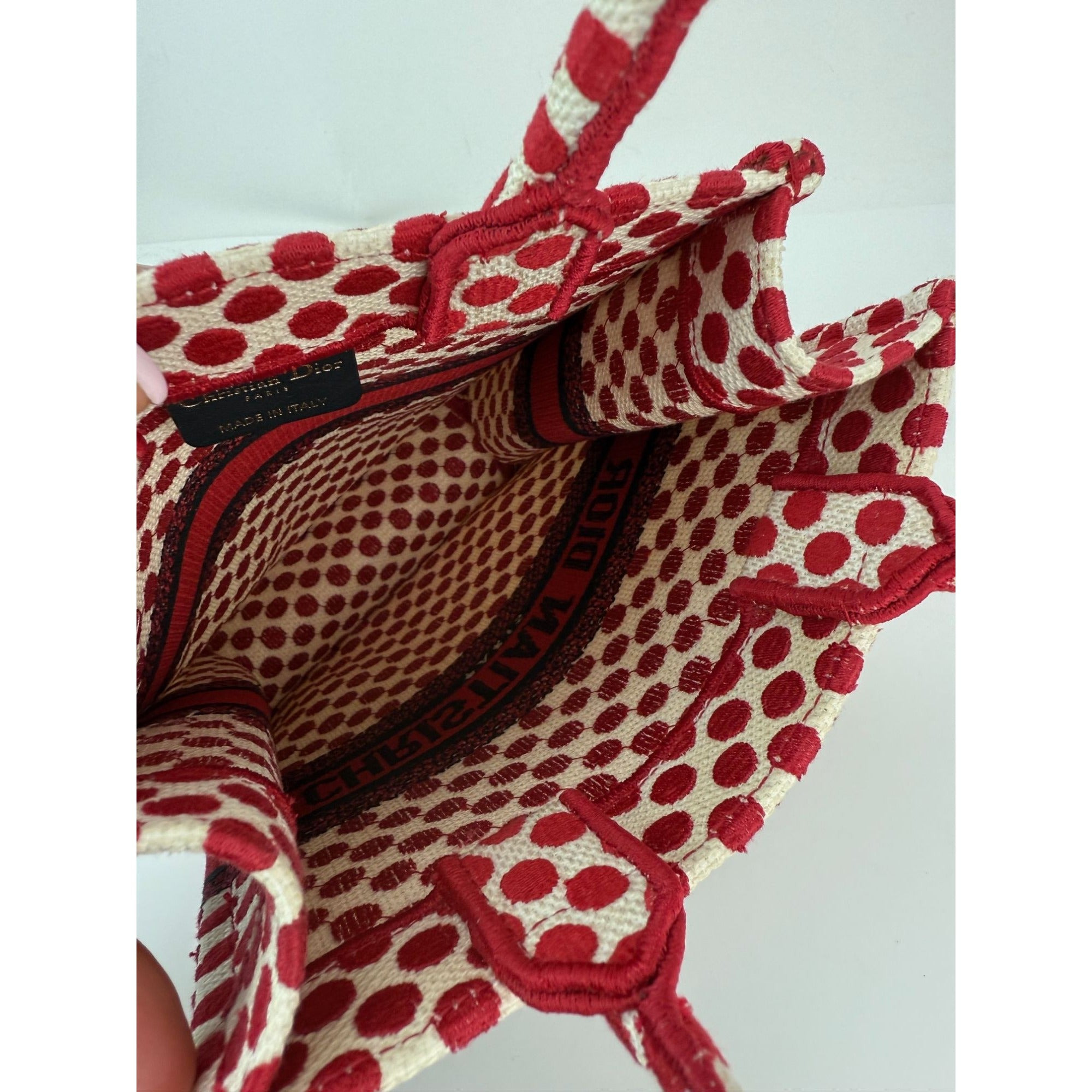 Christian Dior Canvas Dior Amour Dots Vertical Book Tote - 11