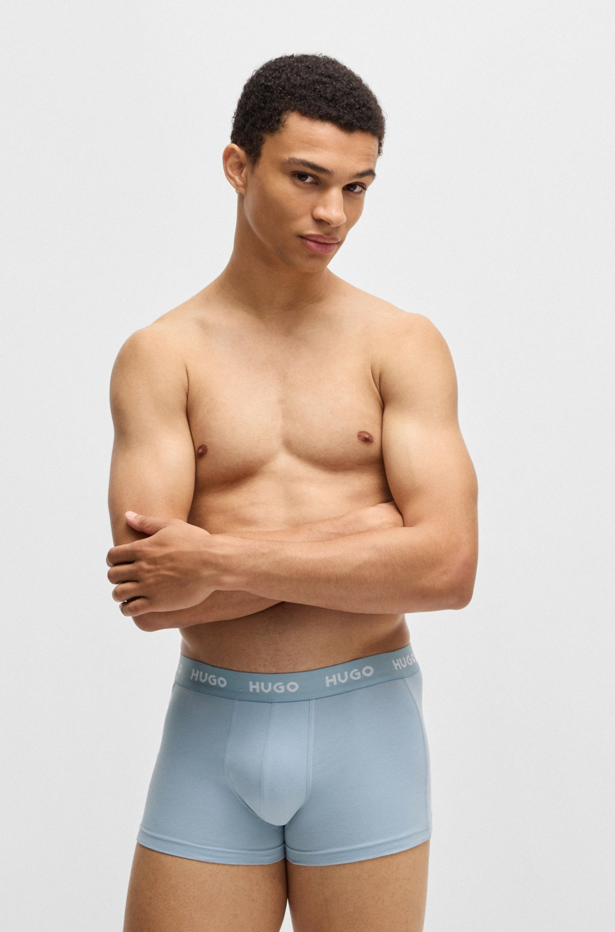 THREE-PACK OF STRETCH-COTTON TRUNKS WITH LOGO WAISTBANDS - 7