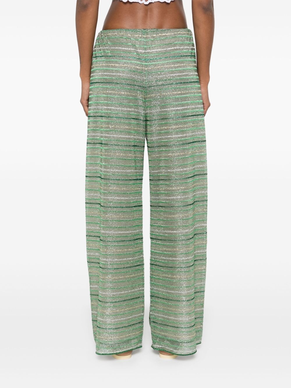 shiny stripes trousers - 4