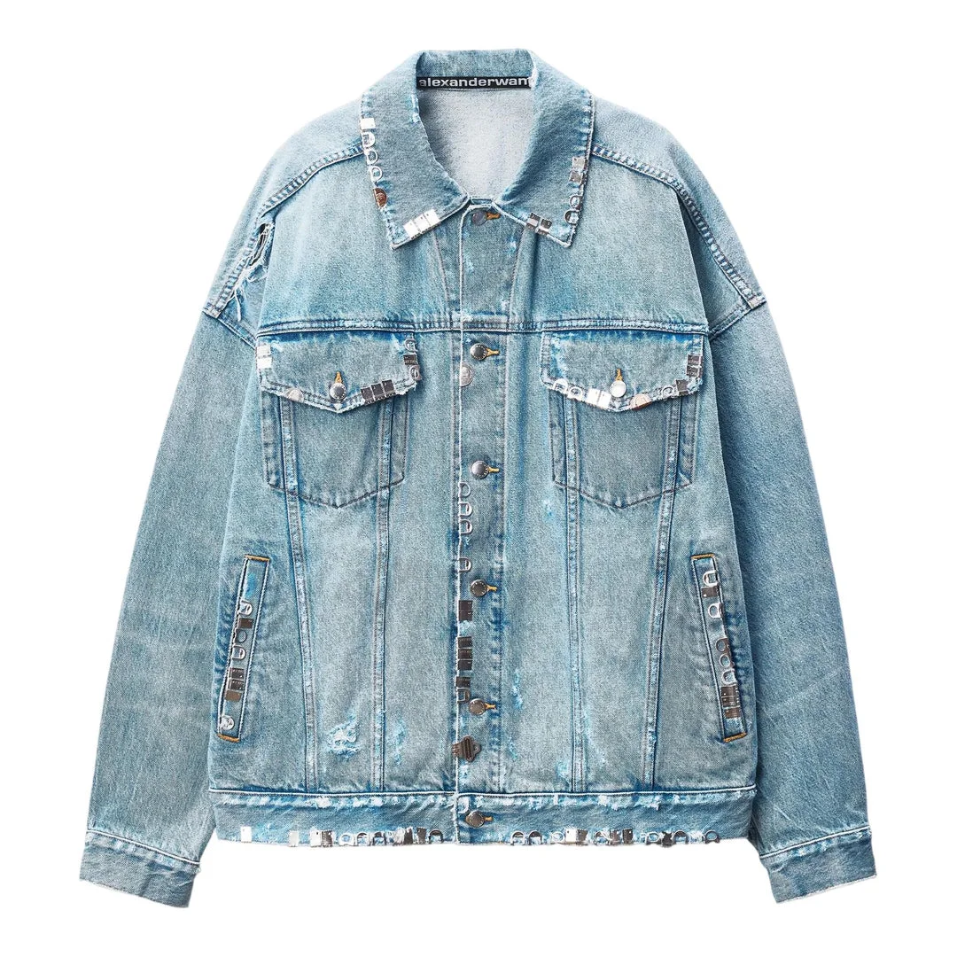 Distressed Oversized Trucker Jacket - 1