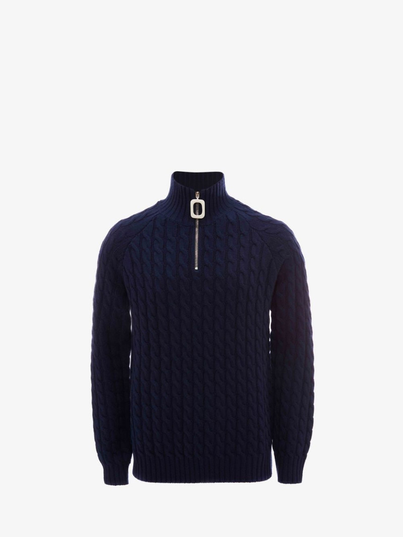 Henley cable-knit jumper - 1
