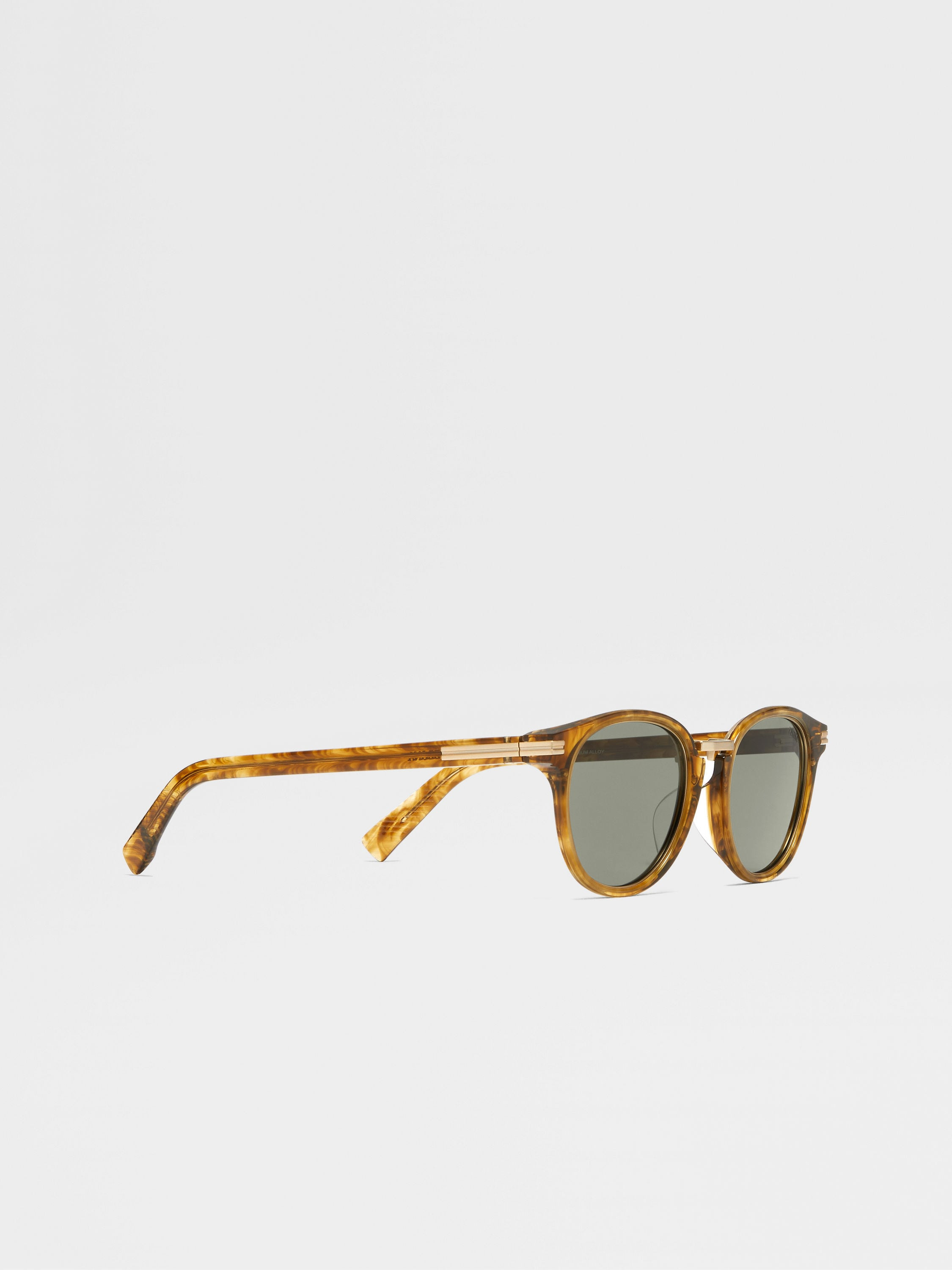 TRANSPARENT LIGHT BROWN ACETATE AND TITANIUM SUNGLASSES - 3