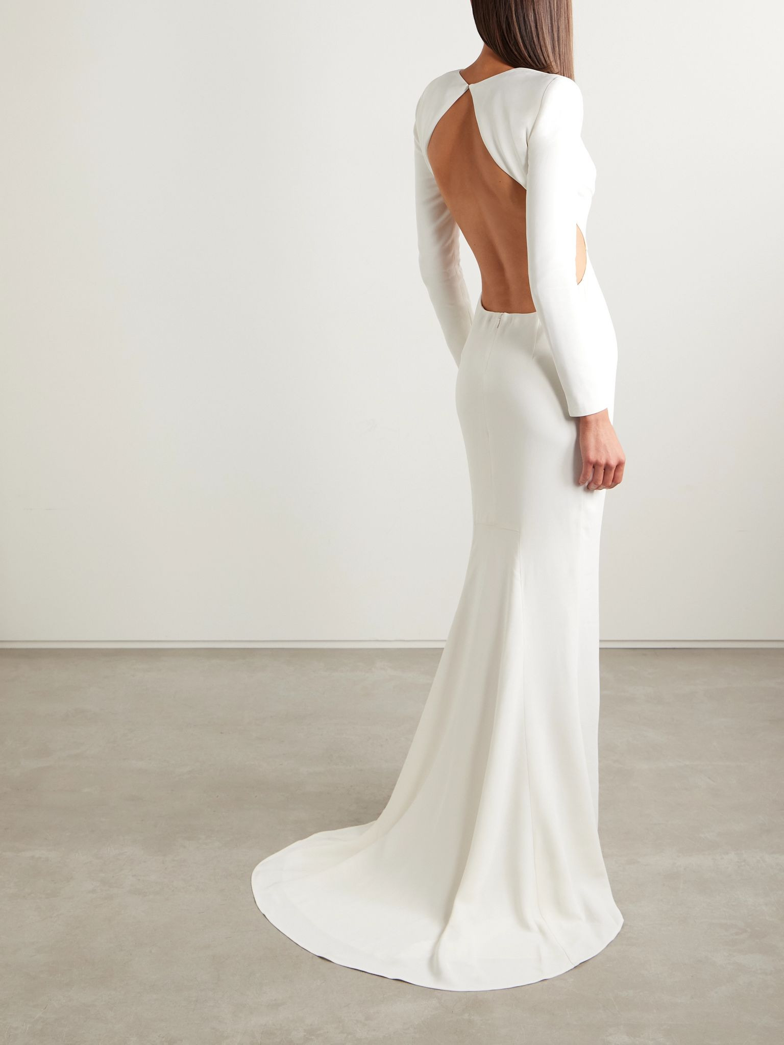 Open-back crepe gown White - 3