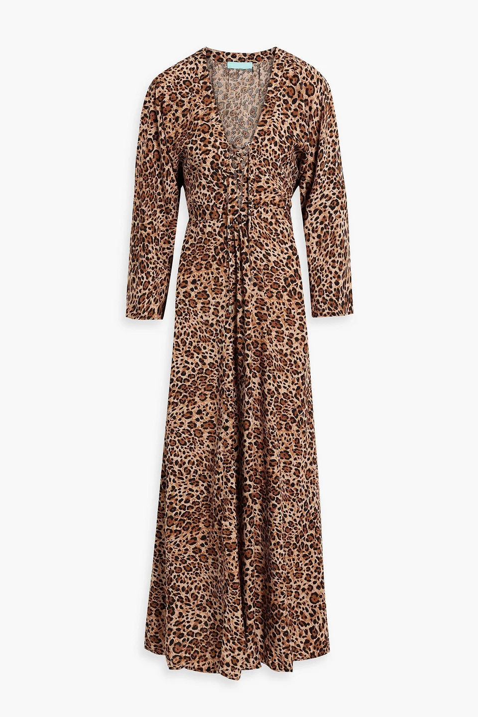 Natalie lace-up leopard-print voile maxi dress - 1