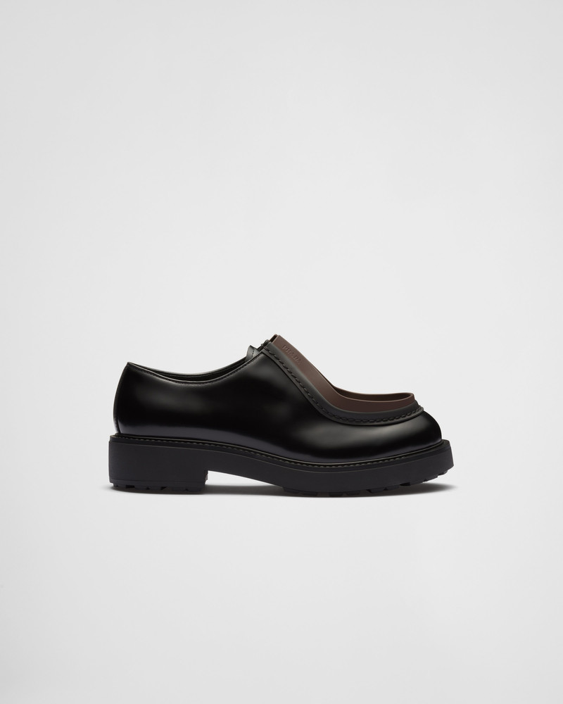 Prada Diapason opaque brushed leather lace-up shoes outlook