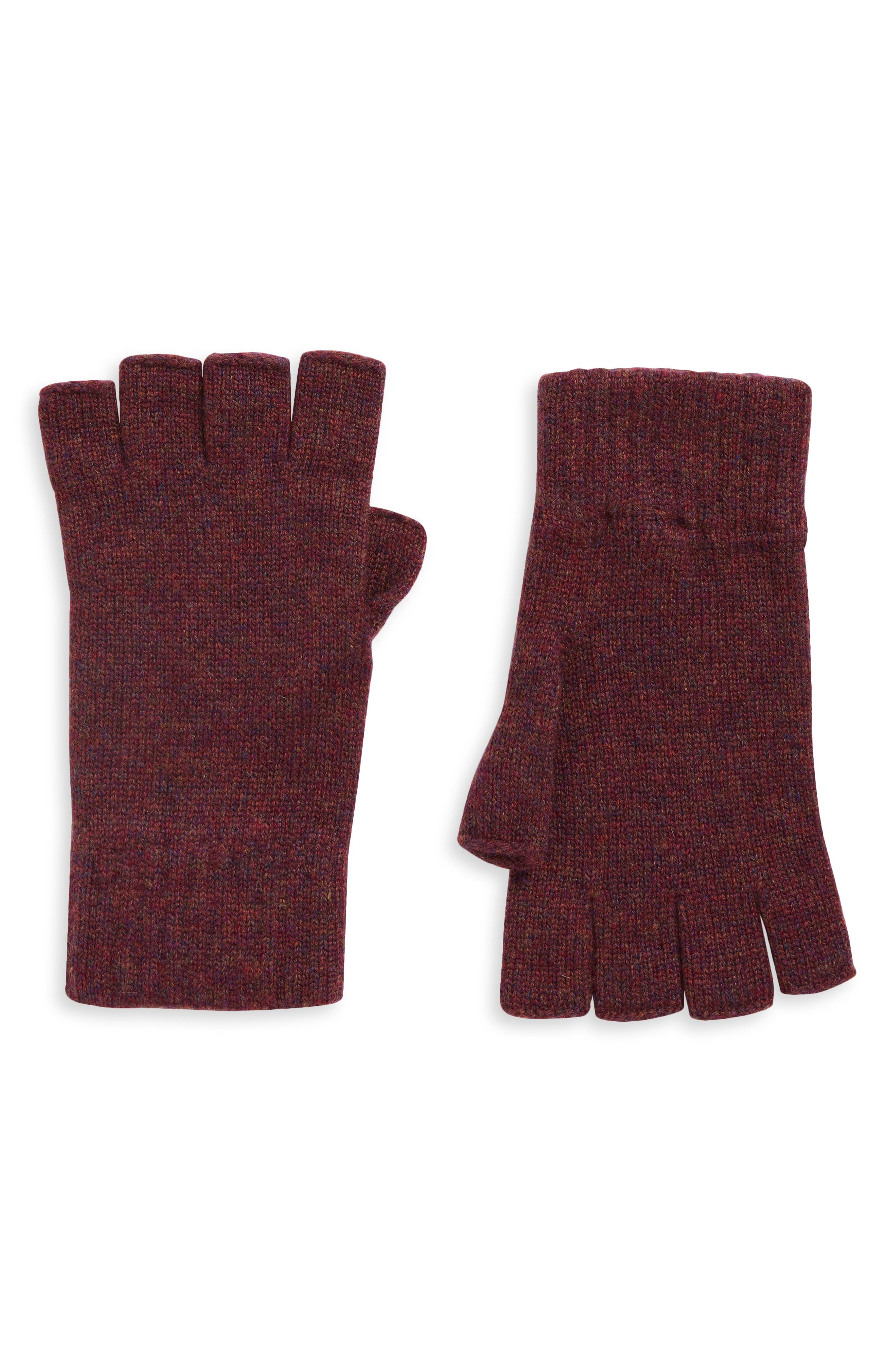 Johnstons of Elgin Fingerless Cashmere Gloves in Damson He7064 at Nordstrom - 1