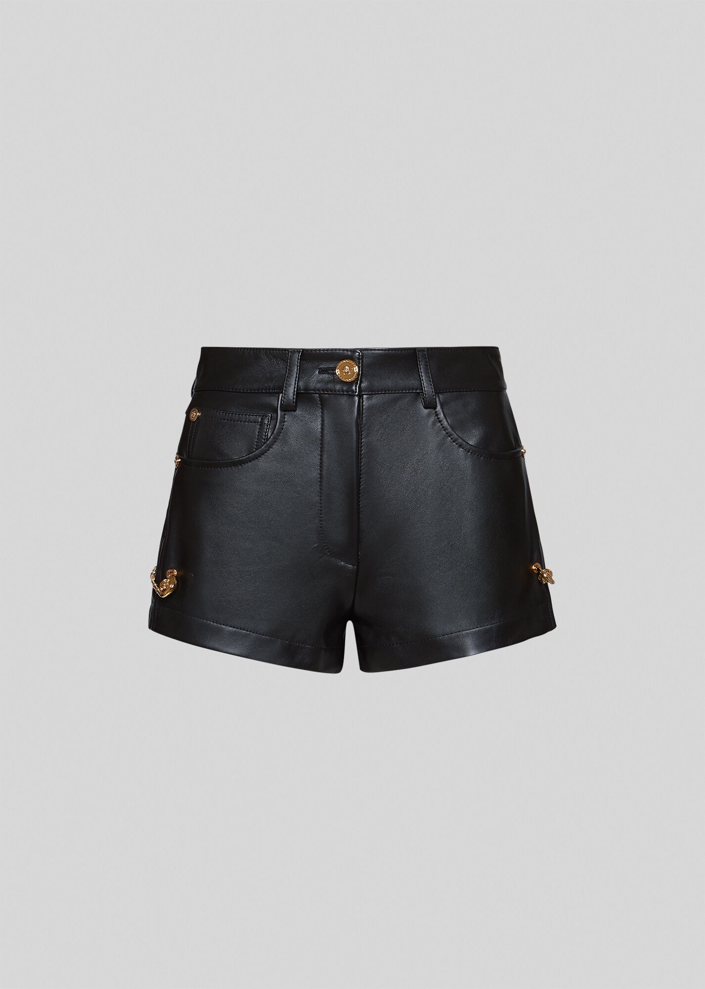 Safety Pin Nappa Leather Shorts - 1