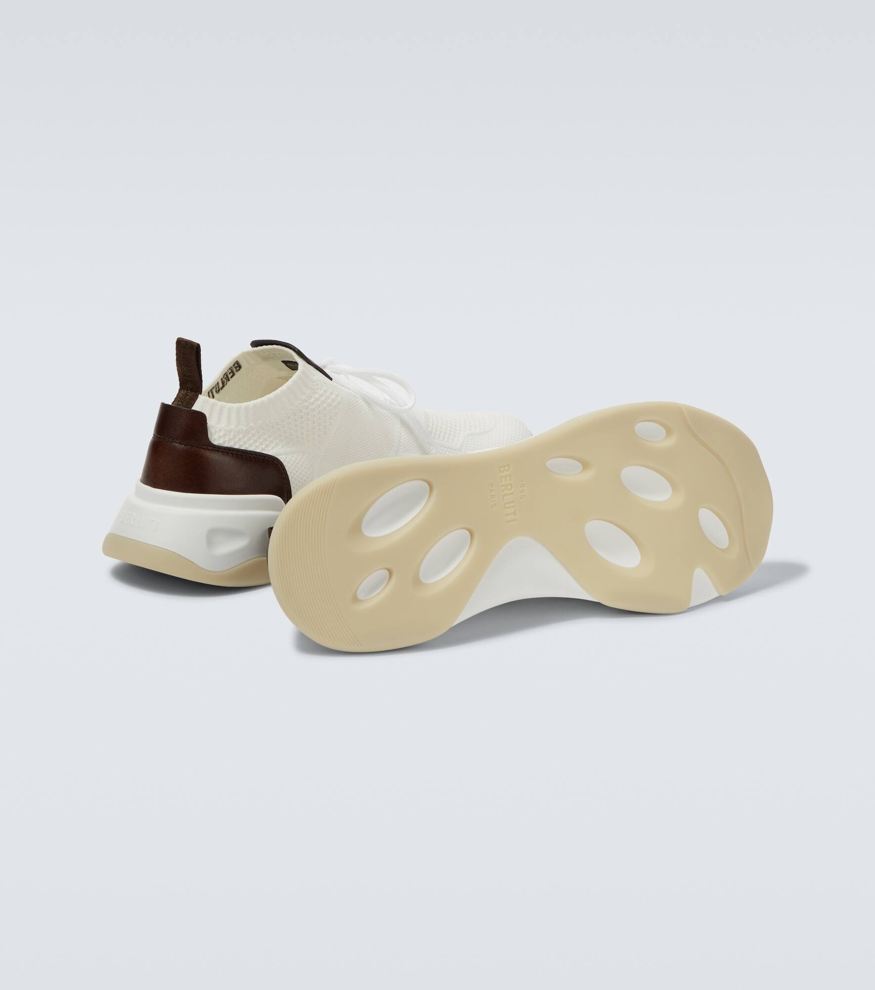 Shadow knitted leather-trimmed sneakers - 7