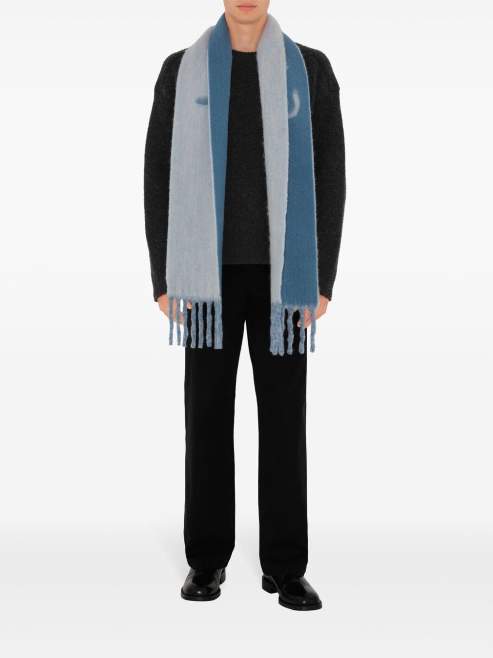 logo-intarsia reversible scarf - 5