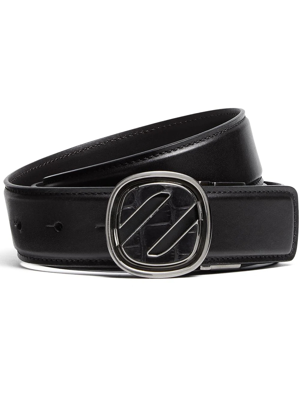 croc-effect logo buckle belt - 1