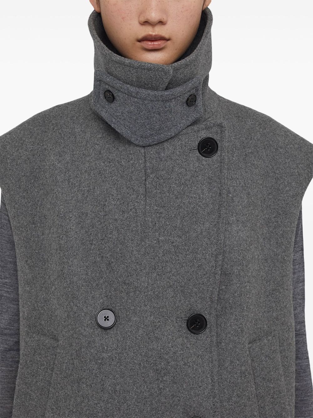 double-breasted wool vest - 5