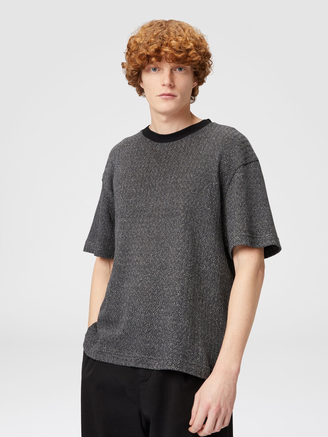 Lamé zig zag cotton and viscose T-shirt - 4