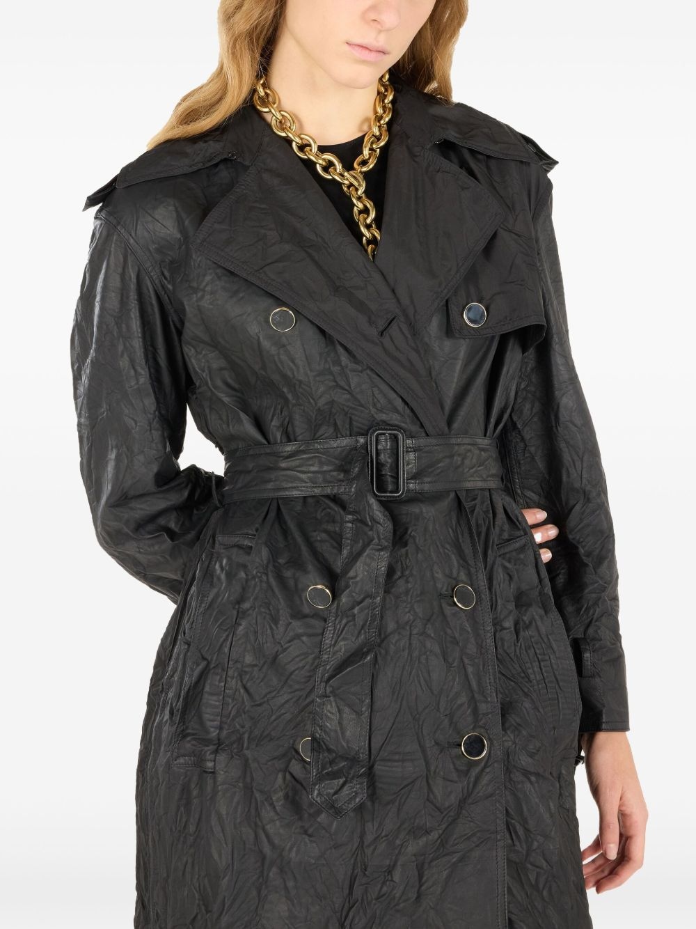 crinkled trench coat - 6