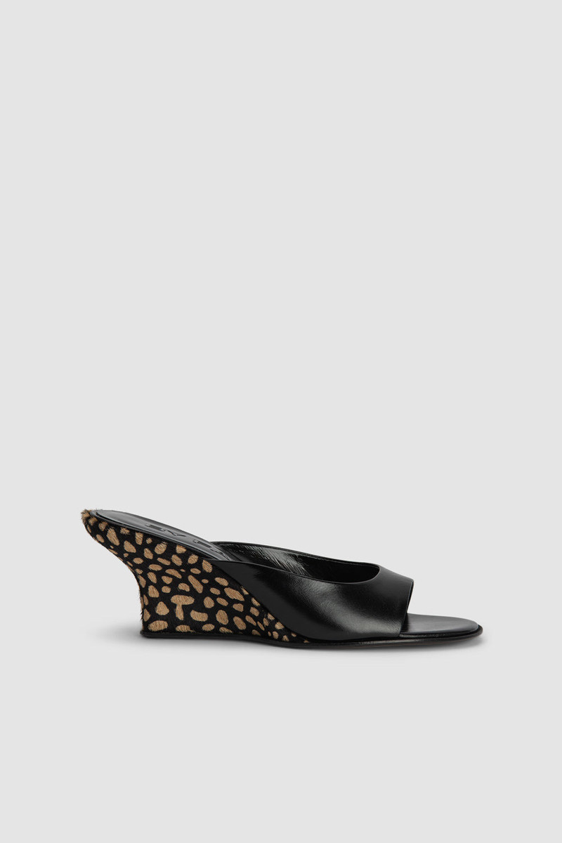 Caroo Black Cheetah Pony Hair Mule 1