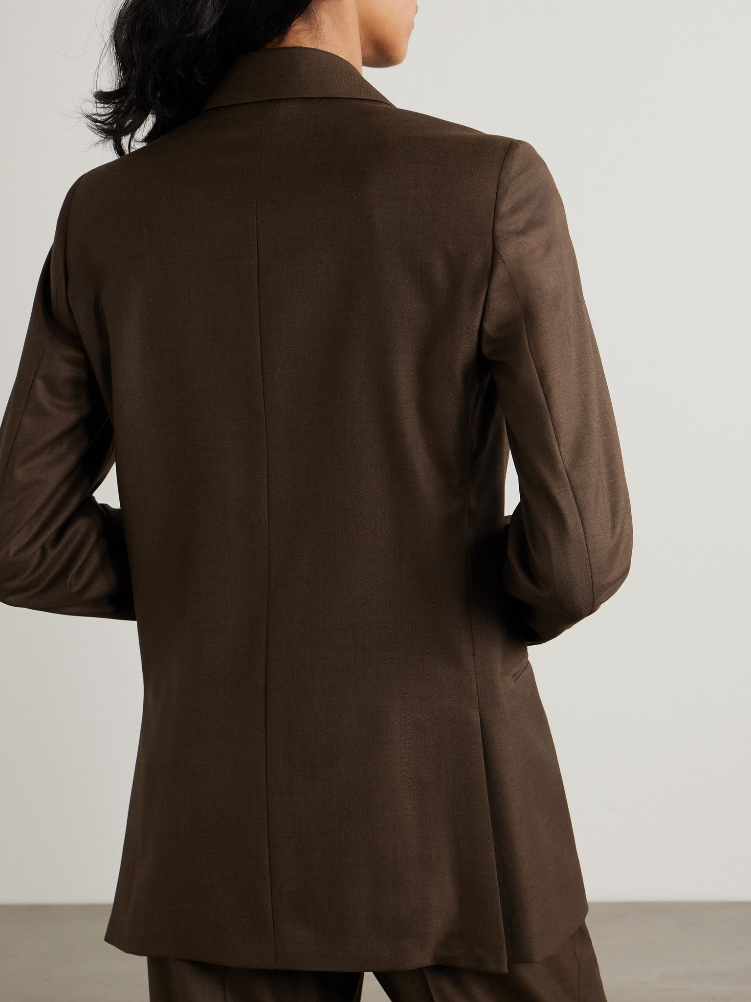 Oversized double-breasted virgin wool blazer Brown - 3