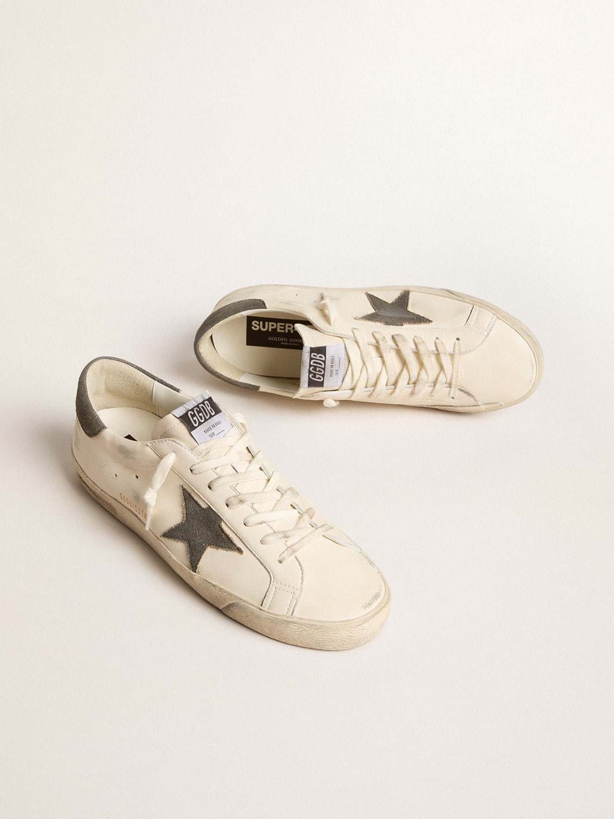 Super-Star in nappa with gray suede star and heel tab - 2