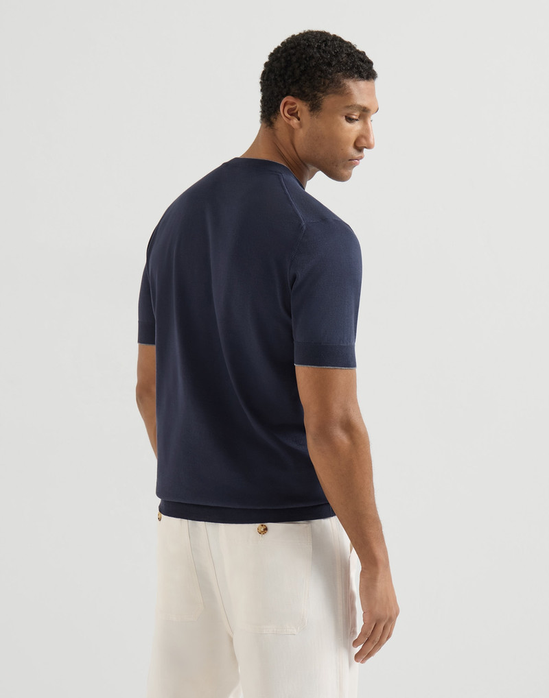 Cotton lightweight knit T-shirt with contrast details 3