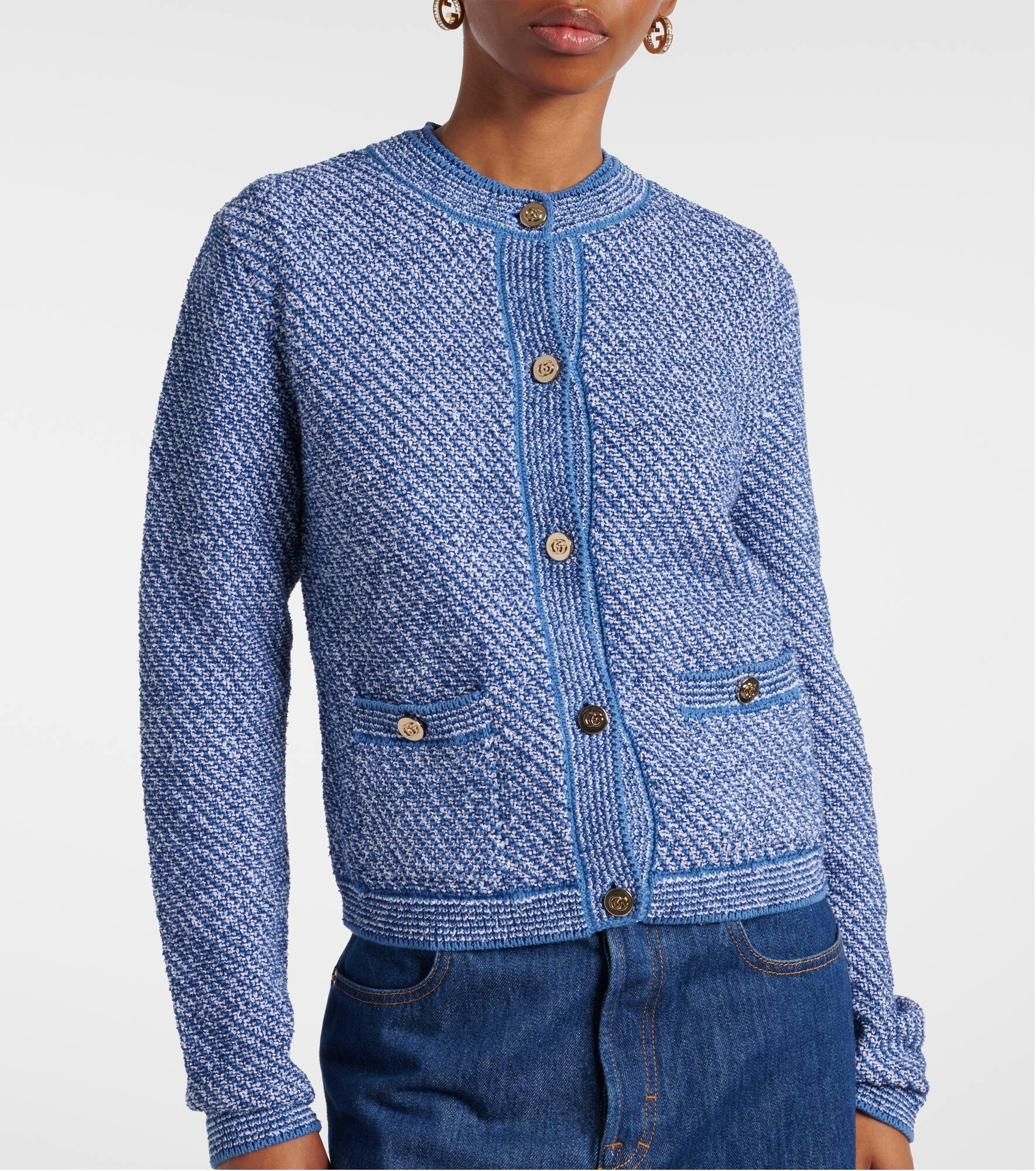 Double G cotton-blend cardigan - 5