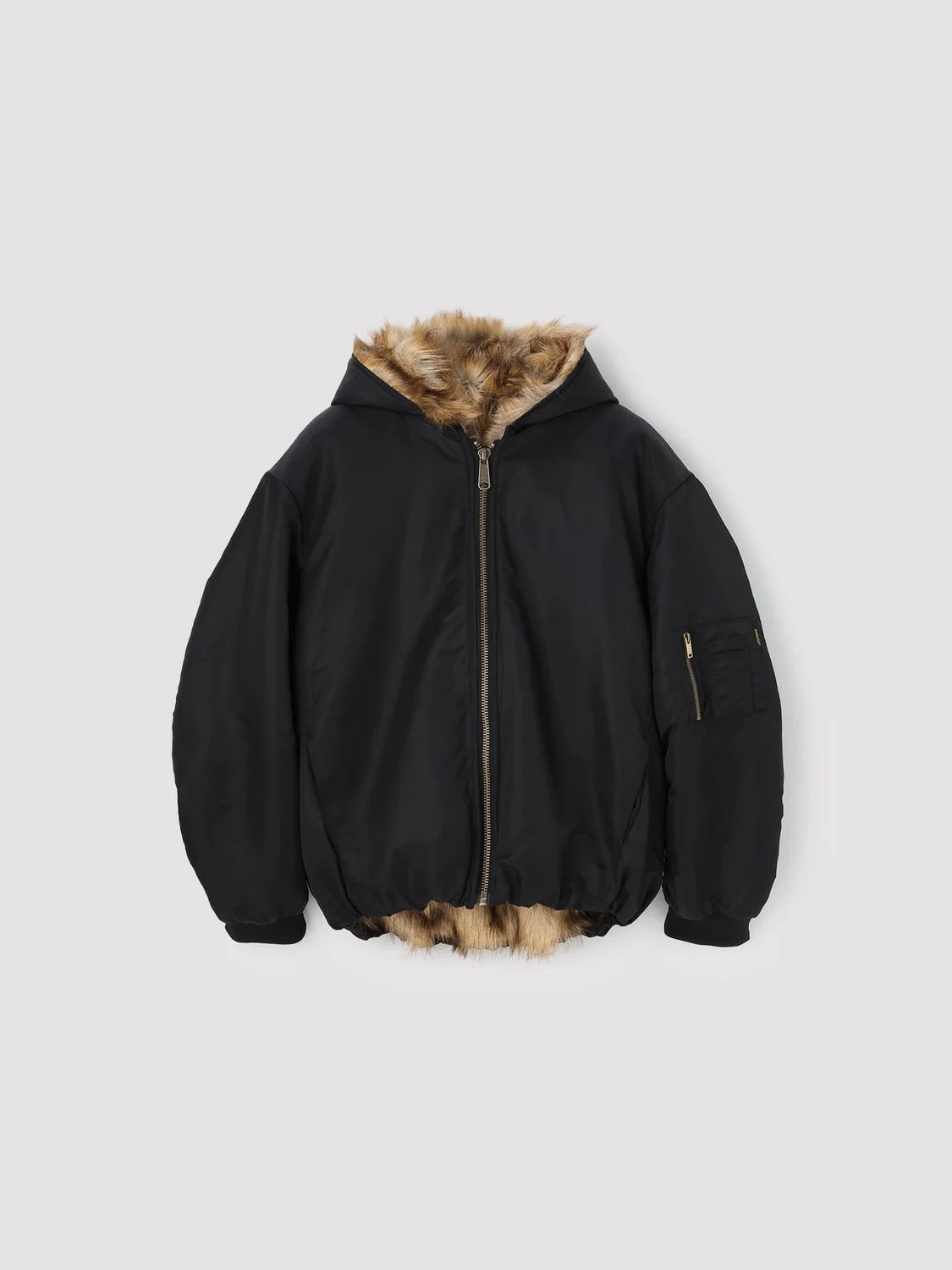 FAKE FUR REVERSIBLE HOODIE JACKET - 1