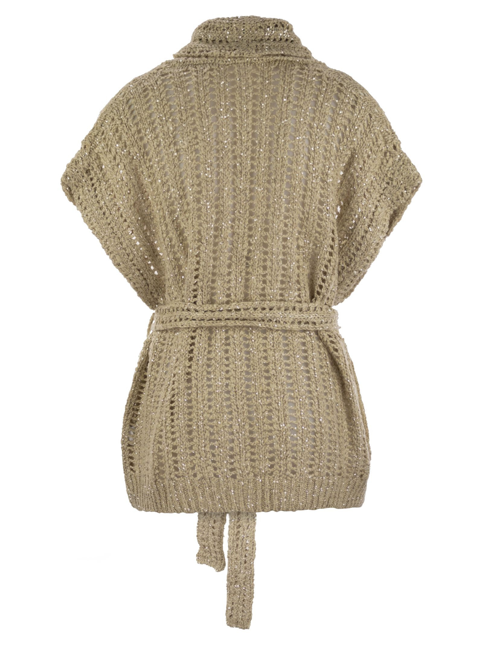 Brunello Cucinelli Women Dazzling Silk And Linen Perforated Rib Cardigan - 2