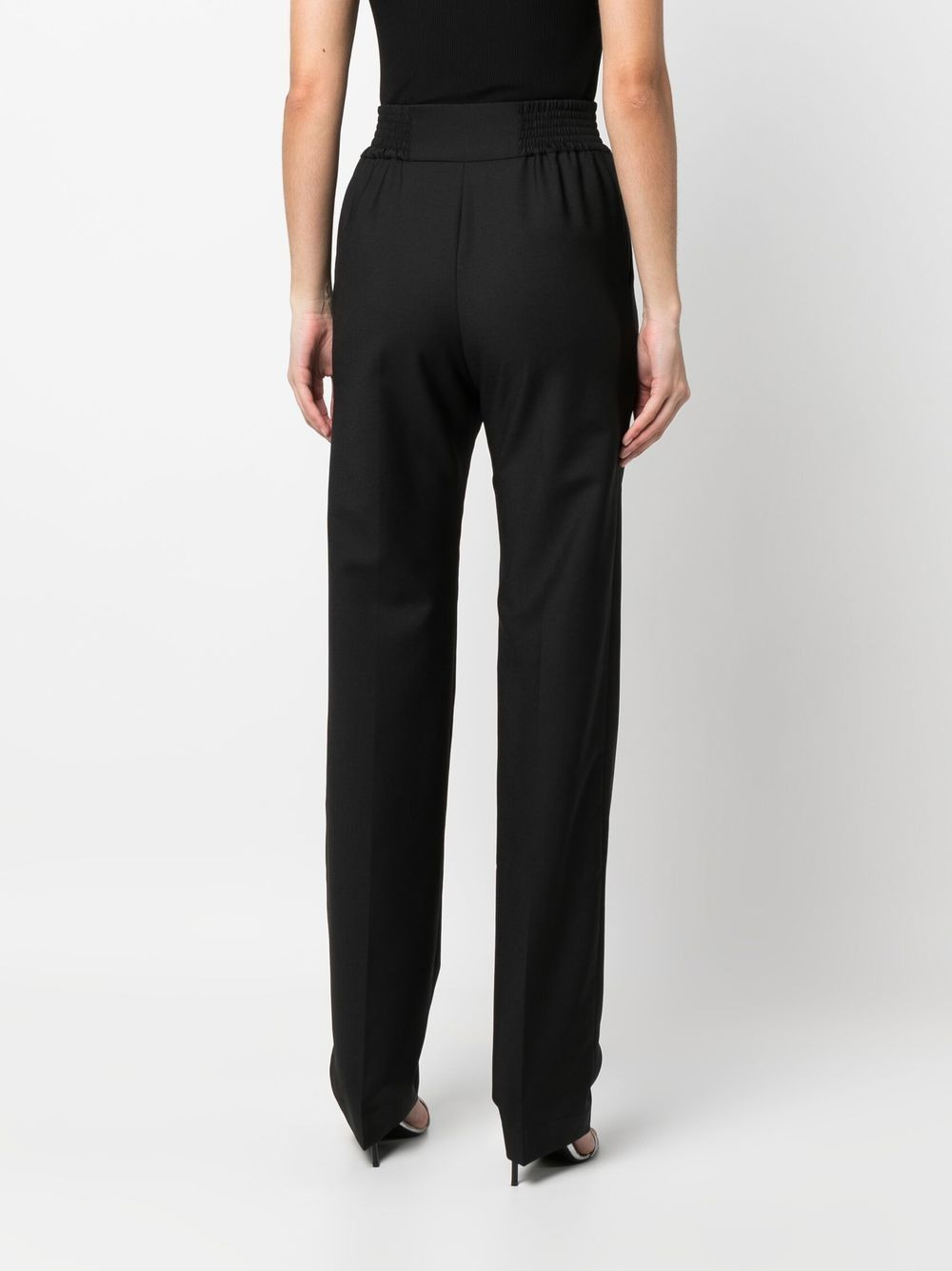 smoked-waist wool trousers - 4