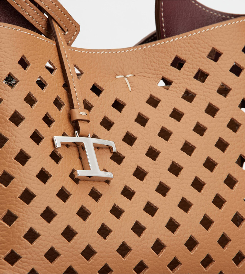 BAG IN LEATHER MICRO - BROWN, BURGUNDY 5
