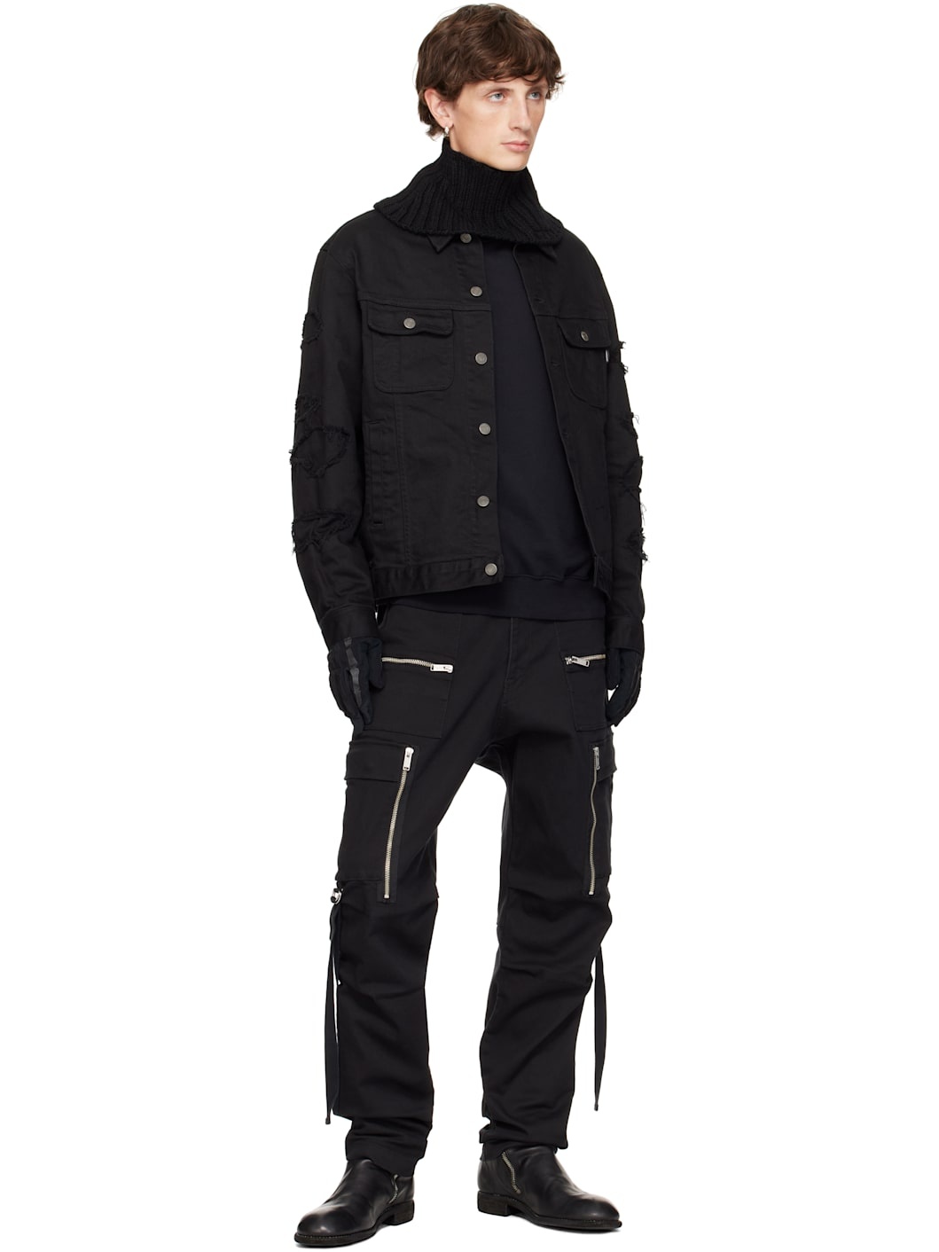 Black Mock Neck Scarf - 3