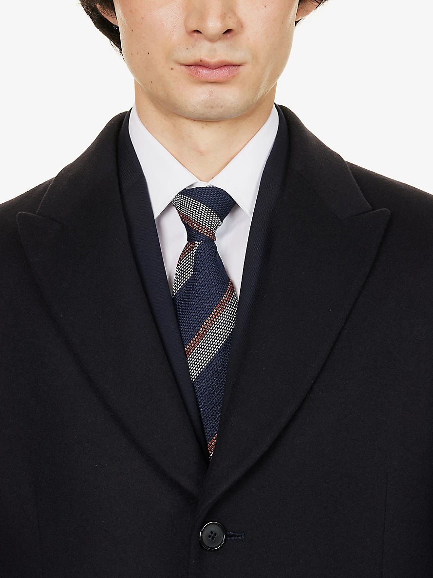 Single-breasted front-pocket wool and cashmere-blend coat - 5