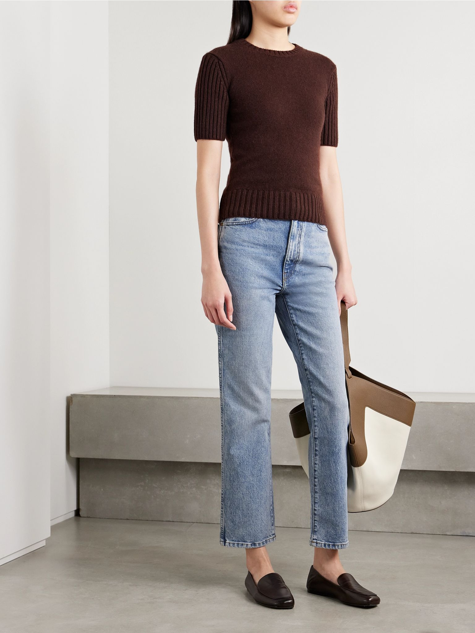 Abigail Stretch cropped high-rise straight-leg jeans Light denim - 2