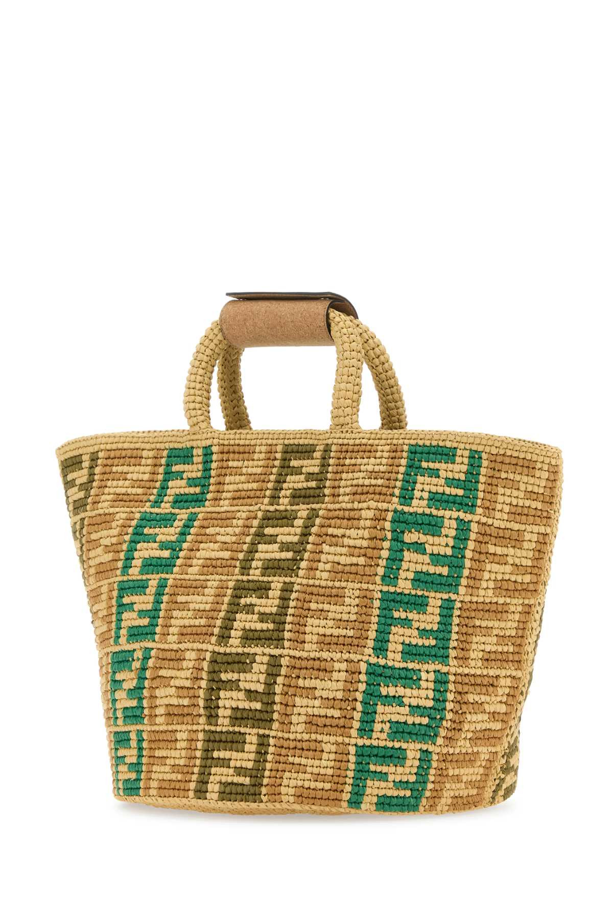 Fendi Men Embroidered Raffia Ff Shopper Shopping Bag - 2
