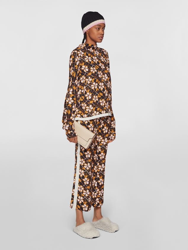 FLOWER GRID VISCOSE SABLÉ PYJAMA TROUSERS - 2