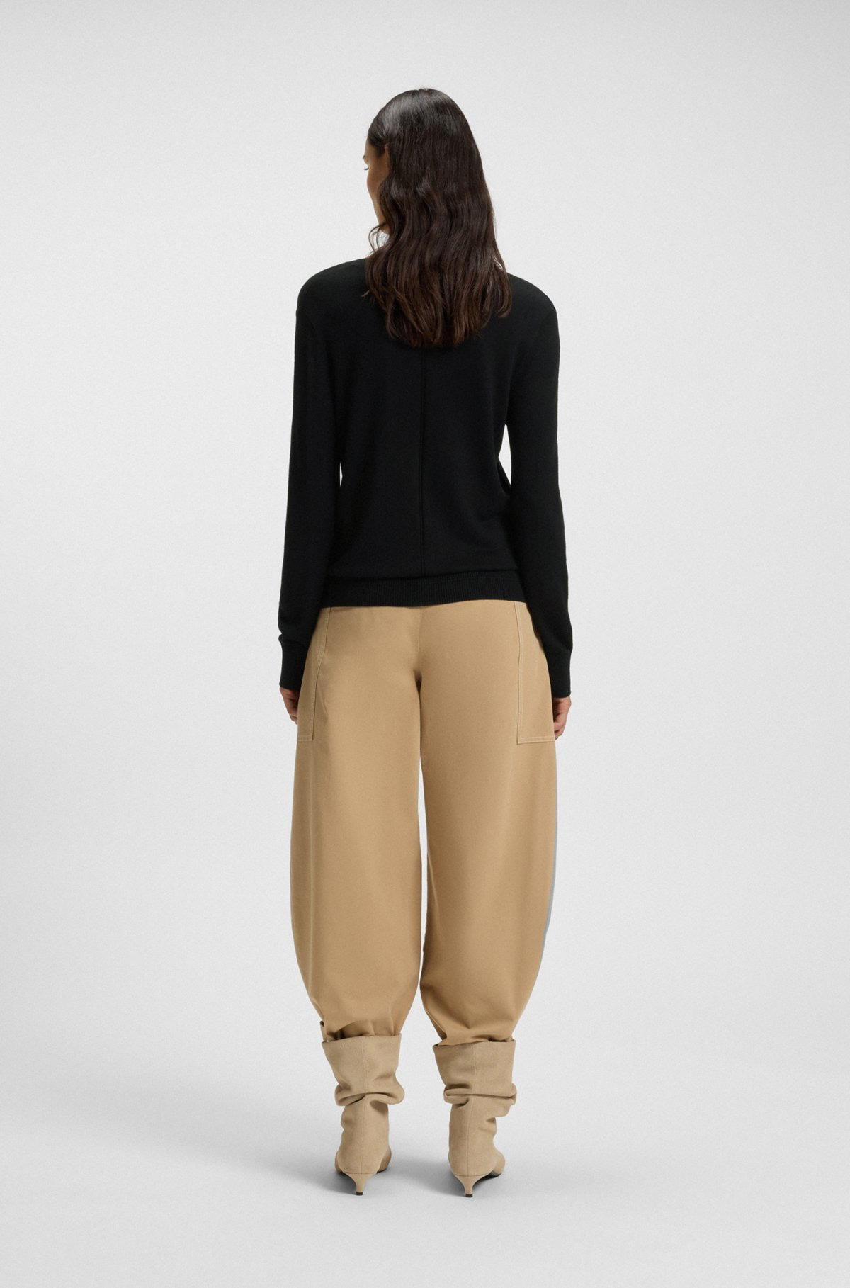 V-NECK SWEATER WITH OPENWORK STITCHING - 4