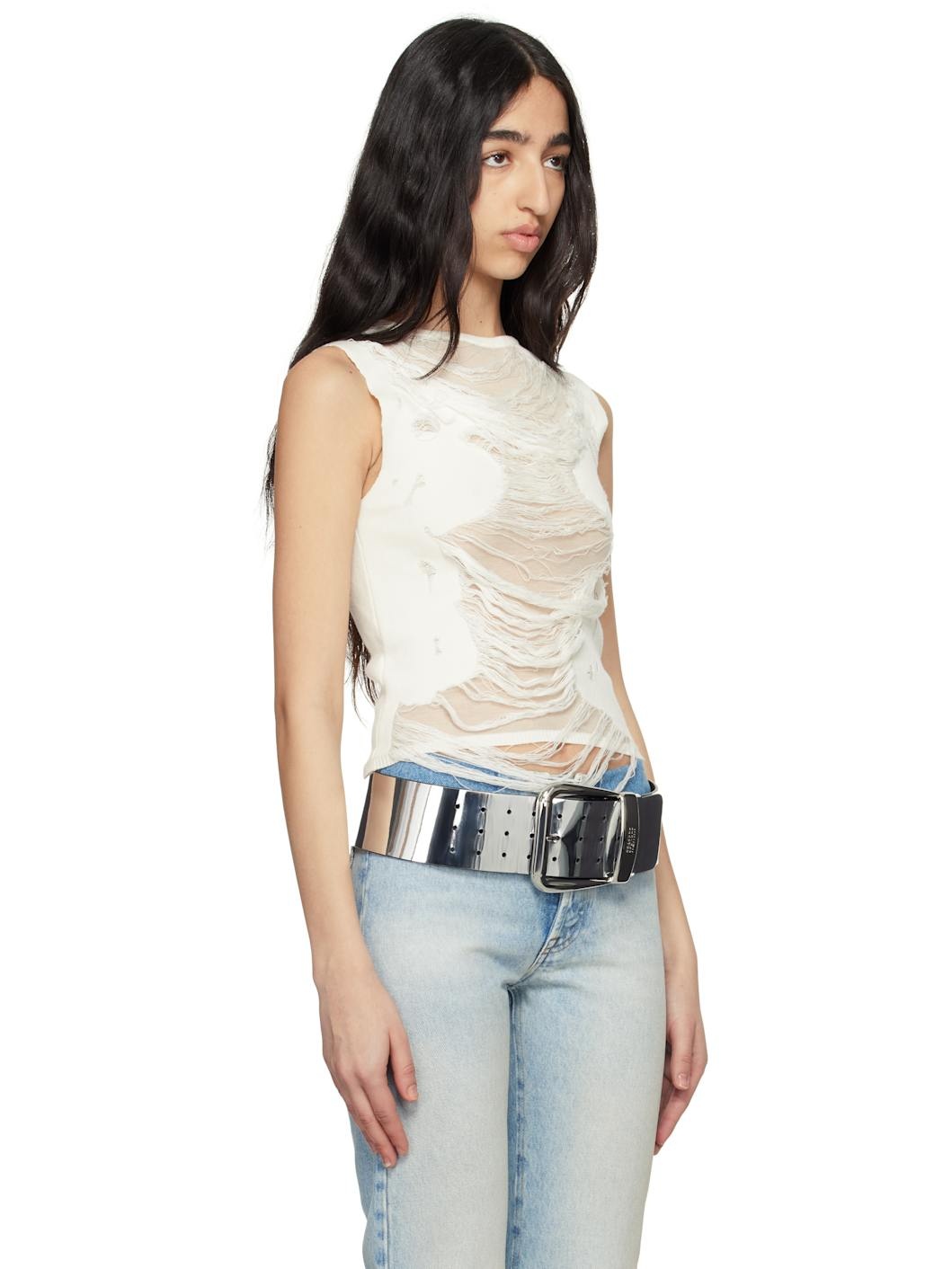 Off-White Distressed Tank Top - 2
