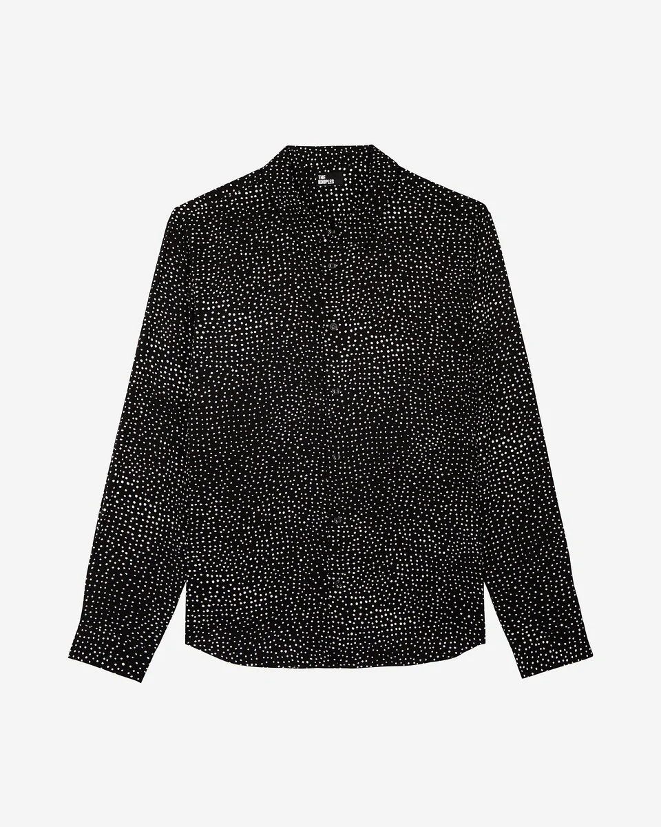 WHITE AND BLACK MICRO DOT PRINT SHIRT - 1