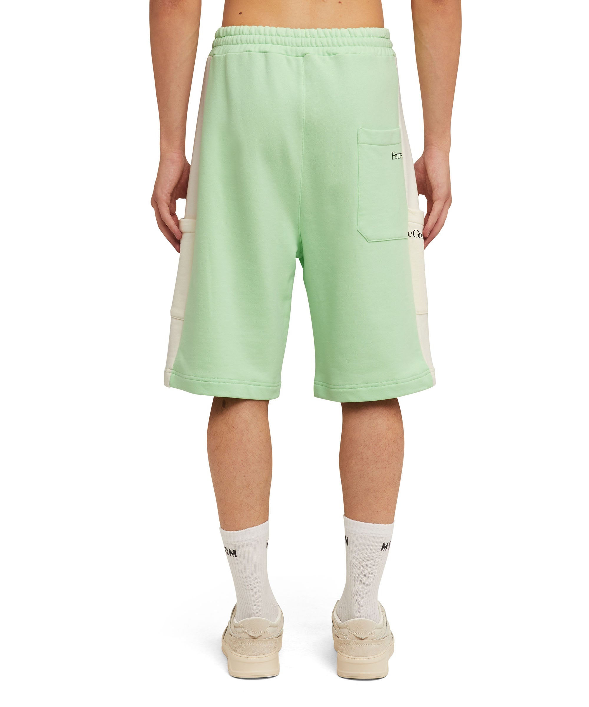 Organic cotton crewneck two-color Bermuda shorts from the MSGM Fantastic Green Capsule - 2