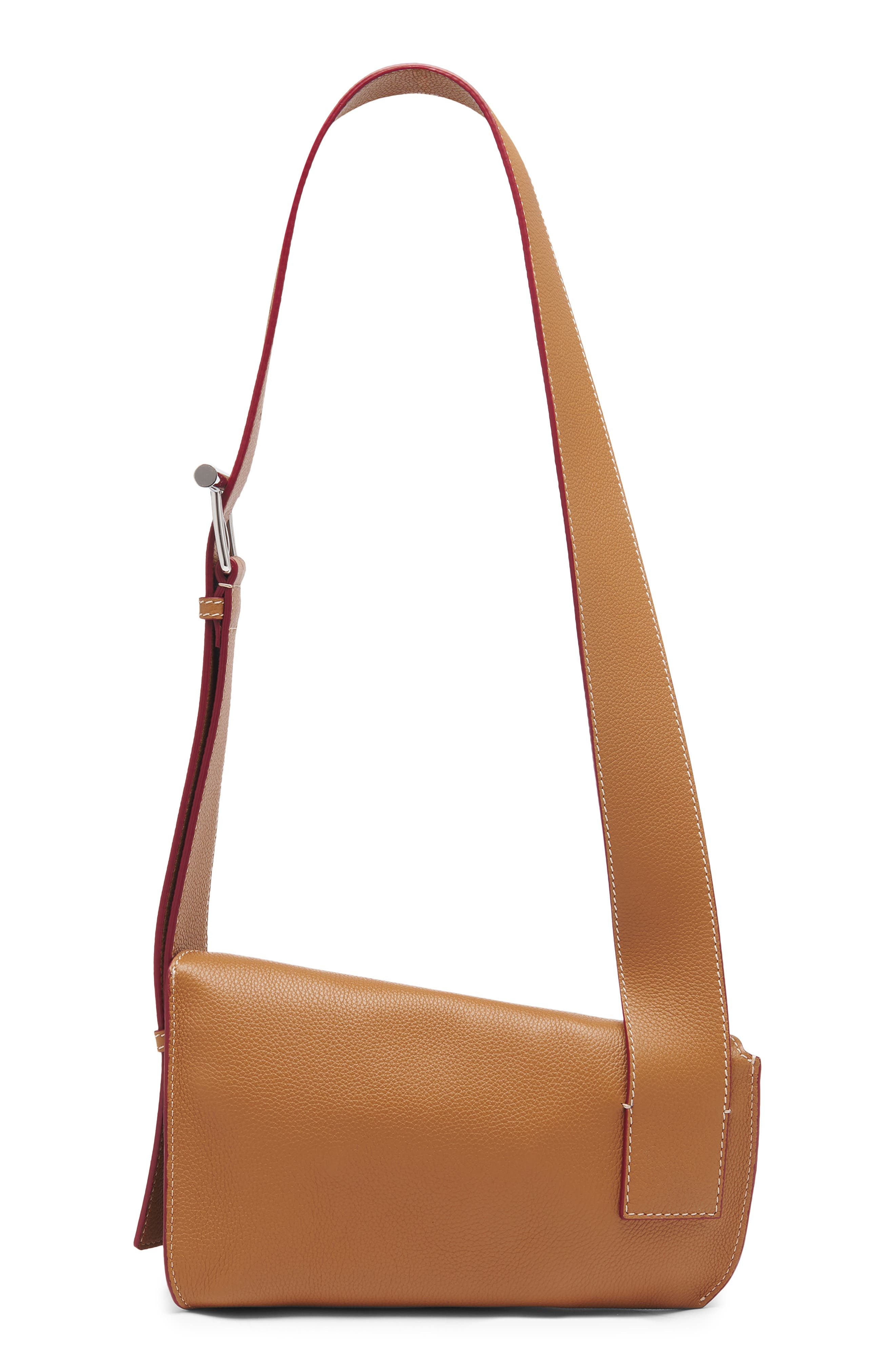 McQueen T-Bar Sling Asymmetric Leather Crossbody Bag in Pecan/Silver at Nordstrom - 3