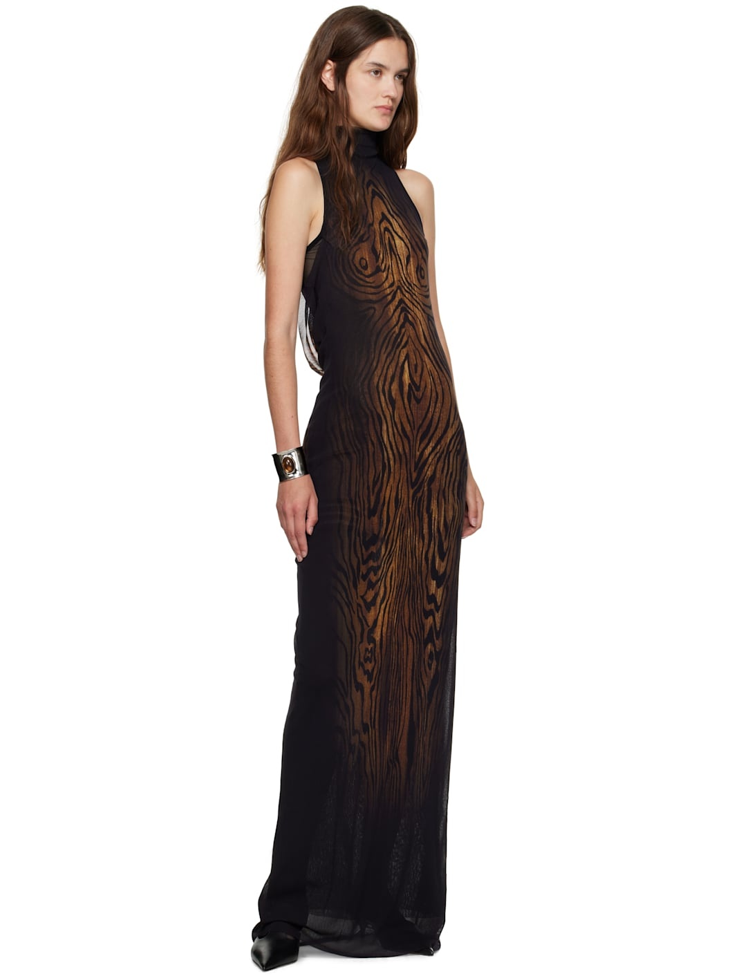 Black & Brown 'The Long Draped Wood' Maxi Dress - 4