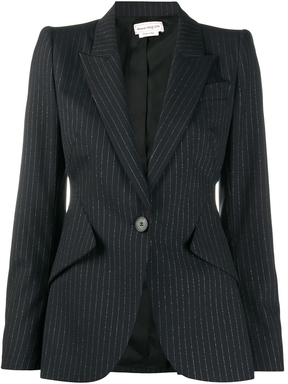 tailored pinstripe single-breasted blazer - 1