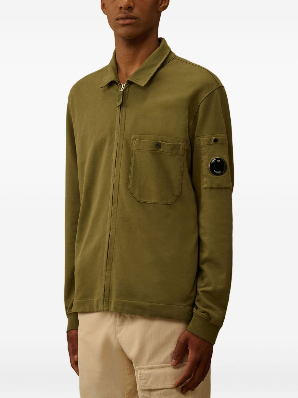 zip-pocket cotton overshirt - 3