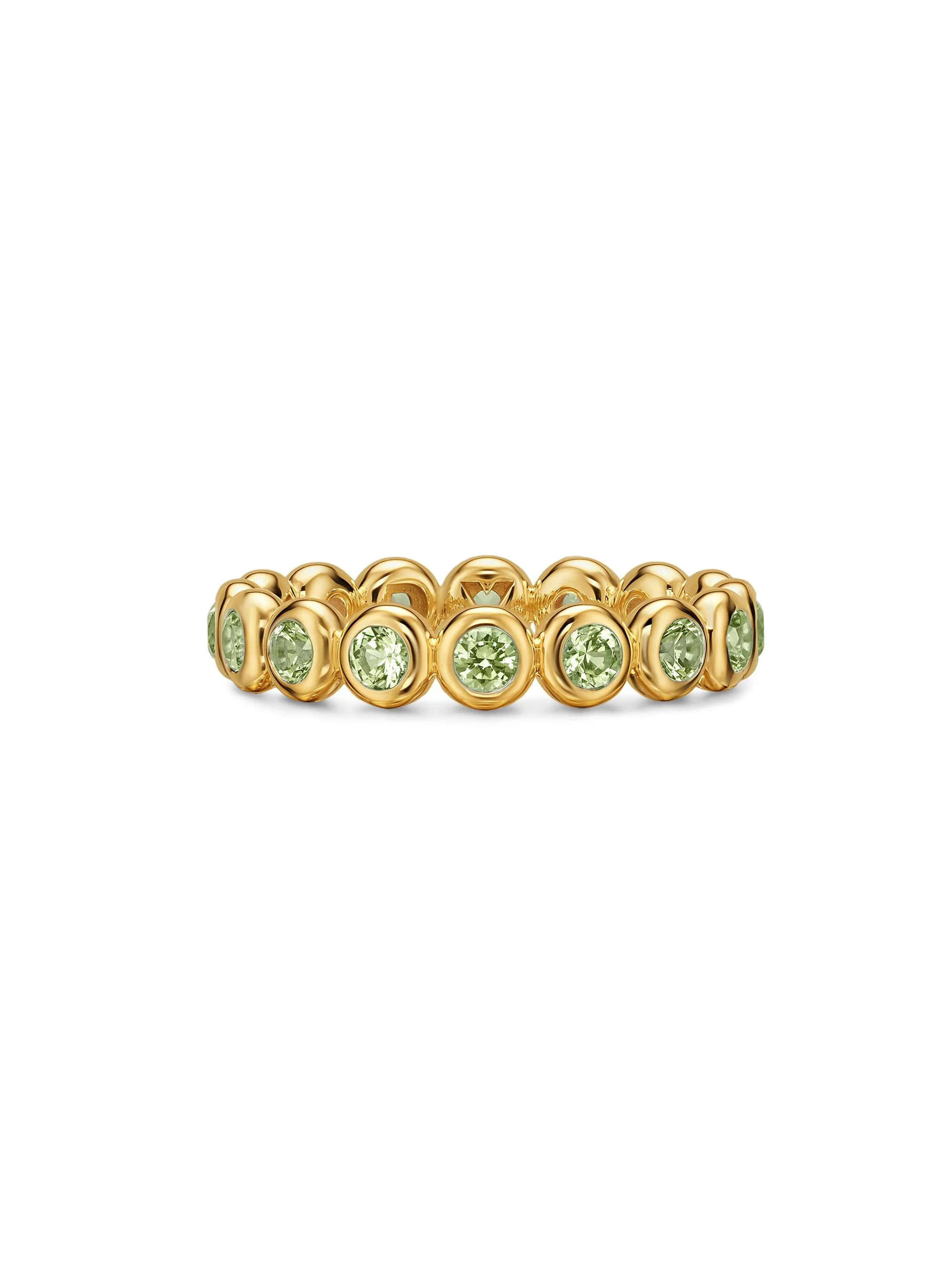 Women's Bezel Set Band Ring in 18K Yellow Gold - Peridot - 1