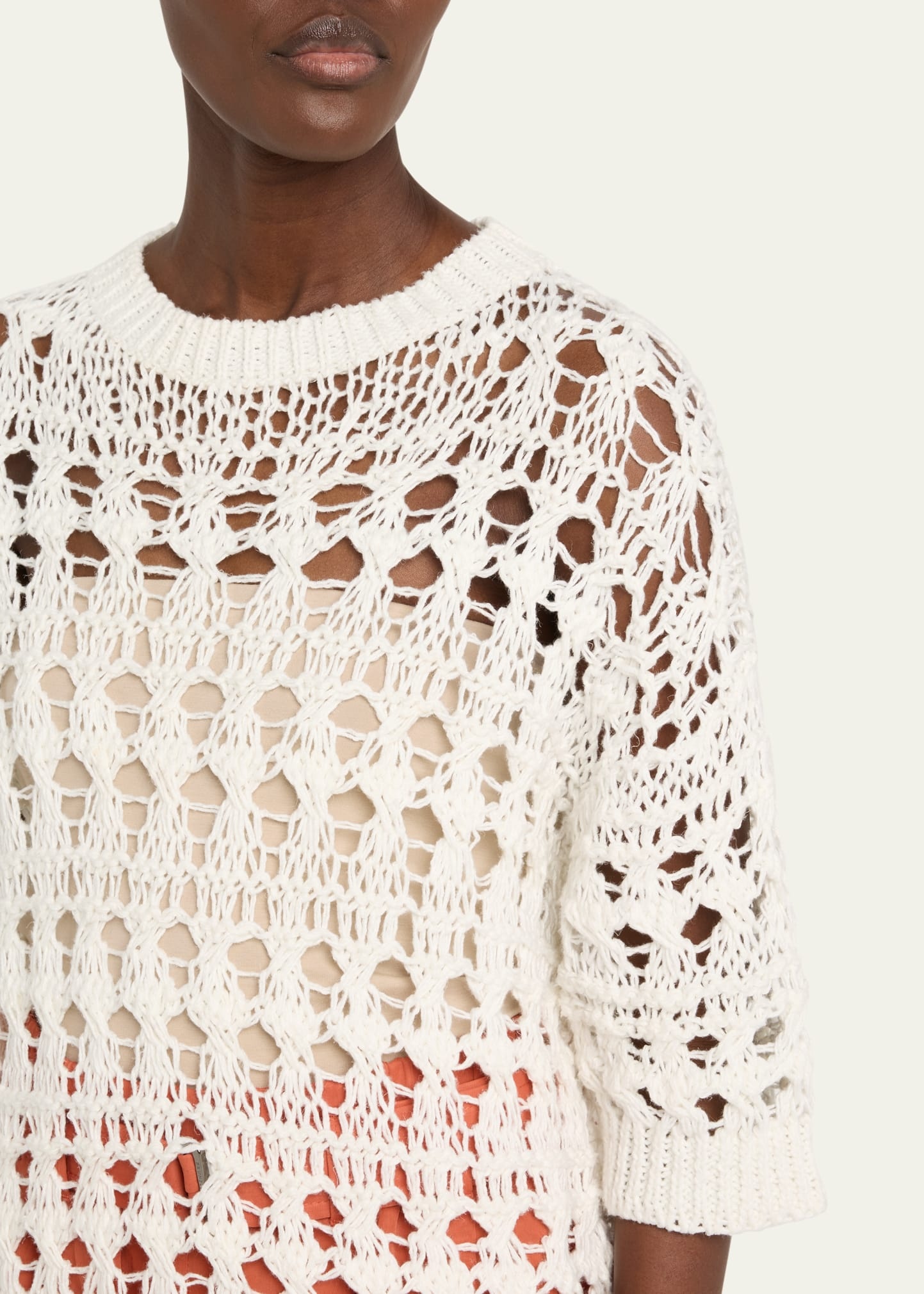 Openwork Knit Cotton Jute Top - 5