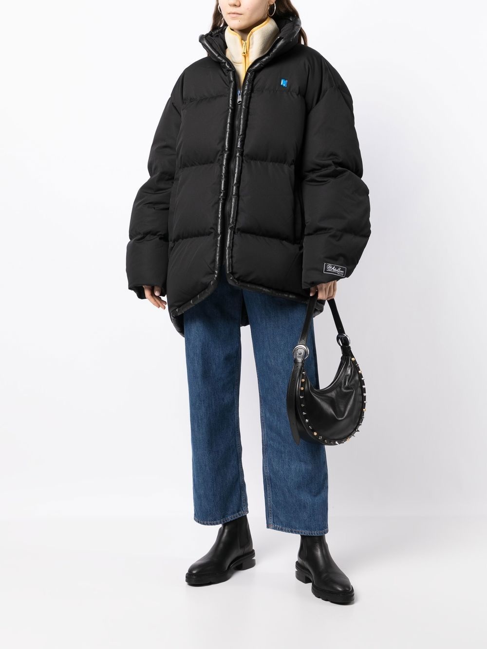 logo-patch high-neck puffer jacket - 2