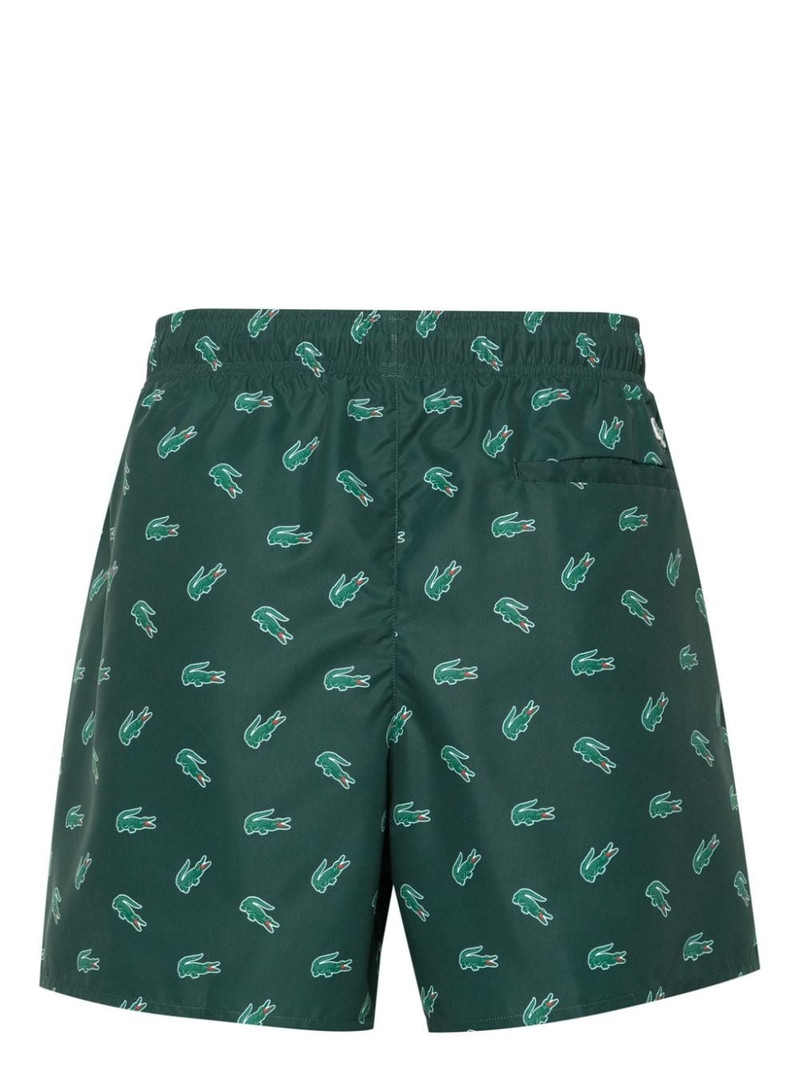 LACOSTE Crocodile-print drawstring swim shorts outlook